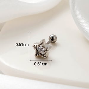 1 Piece Simple Series Classic Star Copper Silver Color Material Zircon Women's Stud Earrings h5 